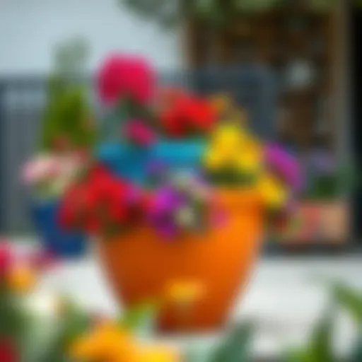 Vibrant Outdoor Planter Showcasing Flowers Vibrant outdoor planter with flowers