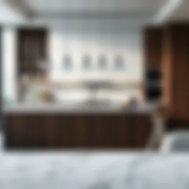 Chic Kitchen Design with Marble Laminate Stylish kitchen featuring marble laminate surfaces