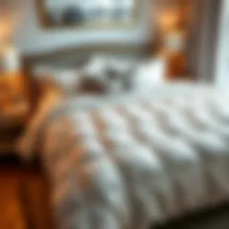 Luxurious fluffy quilt comforter on a bed