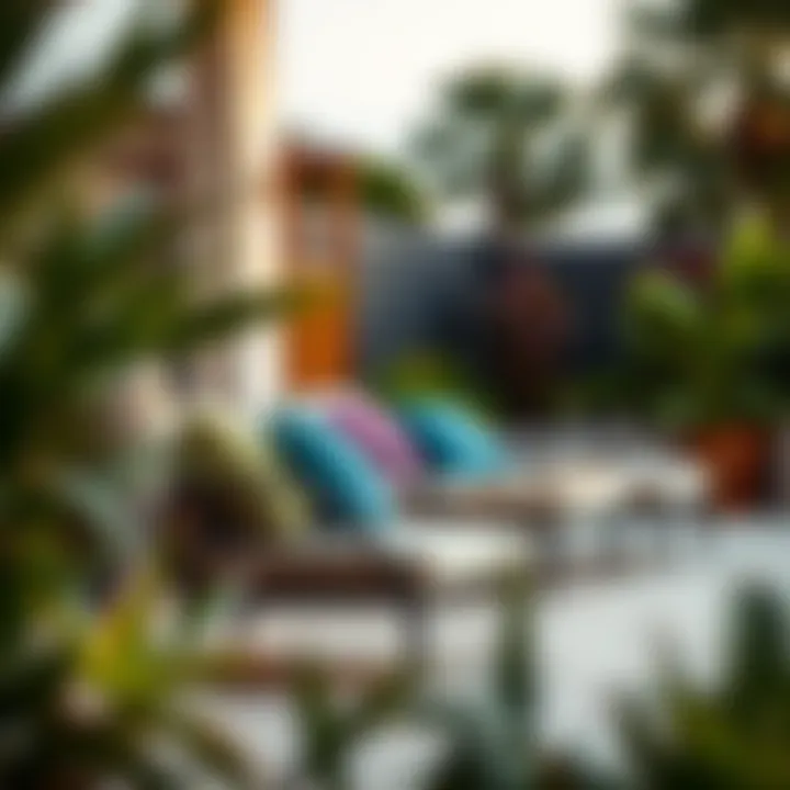 Luxurious Outdoor Comfort Luxurious patio lounge chair adorned with vibrant cushions