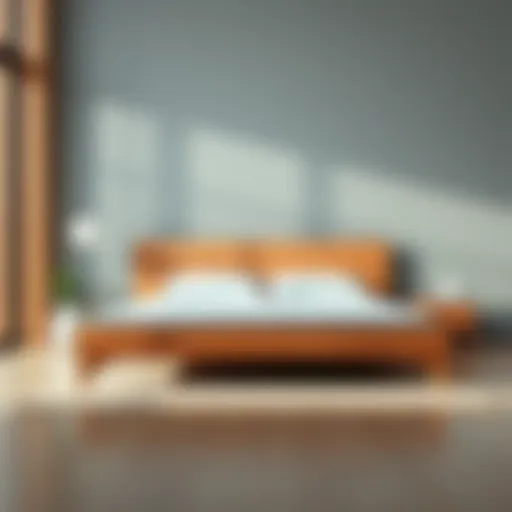 Elegant wooden platform bed frame showcasing minimalist design