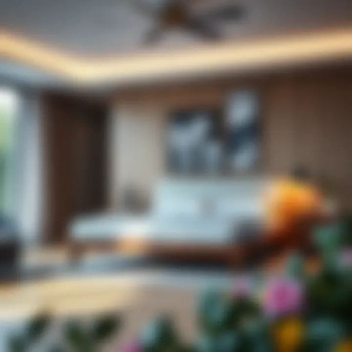 Stylish Bedroom with Platform Bed Stylish bedroom setup featuring a platform bed and cohesive decor