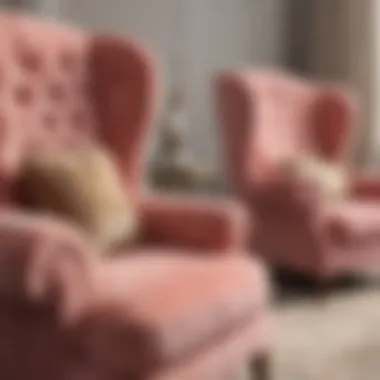 Close-up of luxurious materials used in plush children's chairs.