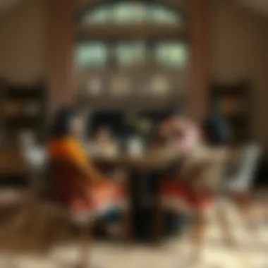 Cozy family gathering around a round table