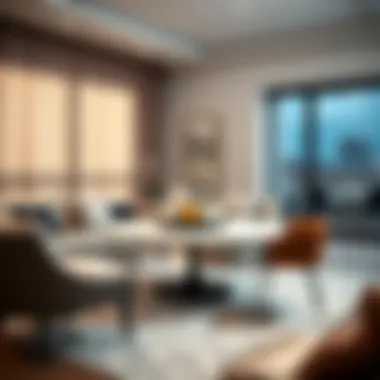 Stylish round table in a modern living room