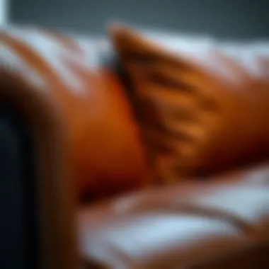 Luxurious Leather Texture Close-up view of luxurious leather texture on a corner sofa