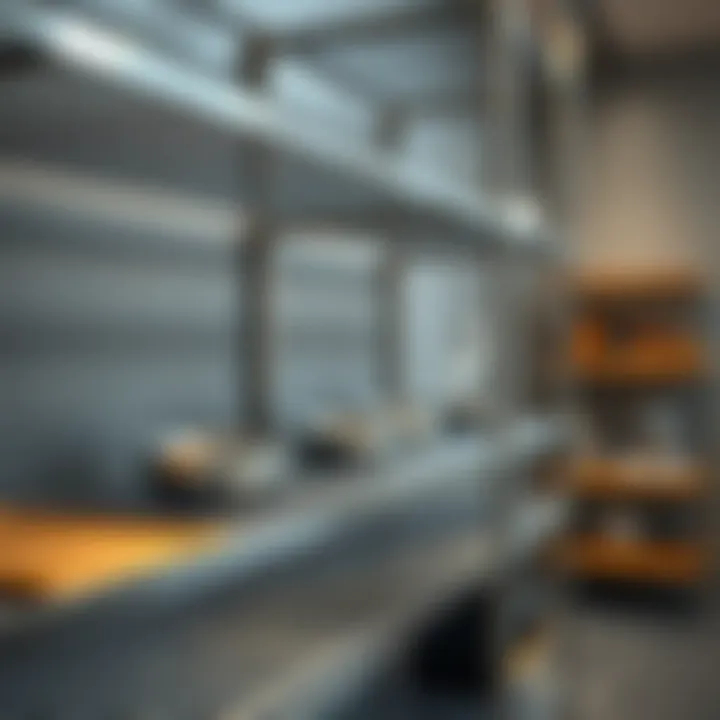 Versatile Designs of Stainless Steel Shelving Close-up of stainless steel shelving showcasing design versatility