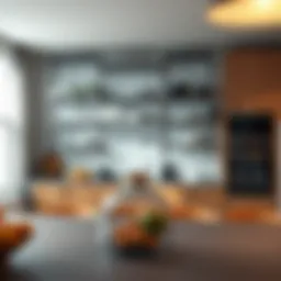 Stylish stainless steel shelving unit in a modern kitchen setting