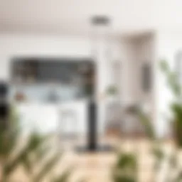 Elegant tall table with bar stools in a modern kitchen