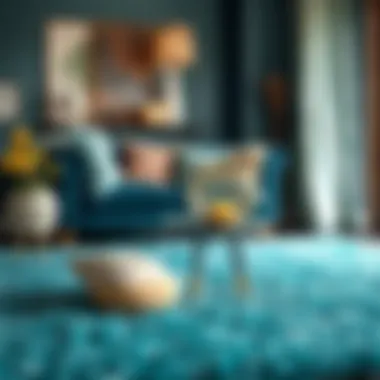 Bohemian Elegance with Blue Green Shag Rugs Stylish blue green shag rug complementing a bohemian décor