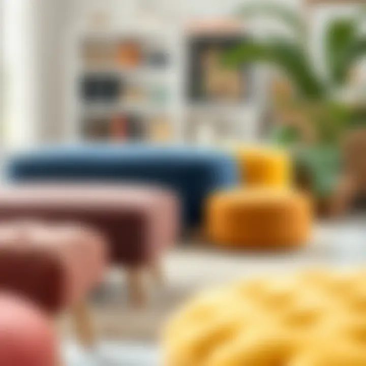 Diverse Materials for Bright Ottomans Various materials used in bright ottoman designs