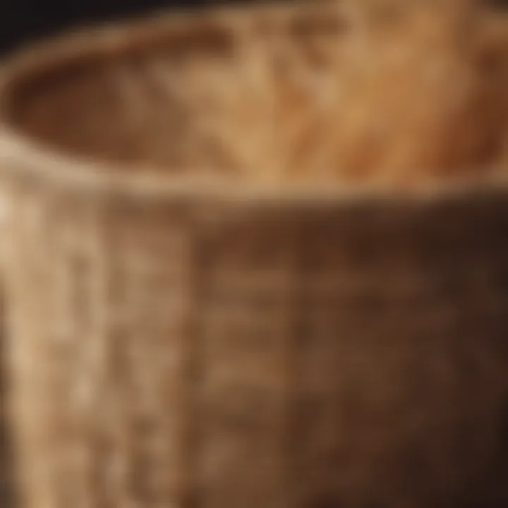 Close-up of sustainable materials used in the construction of straw baskets.