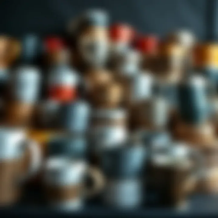 Variety of Mug Materials A display of various types of giant mugs made from different materials
