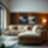 Luxurious microfiber suede sectional couch in a modern living room setting