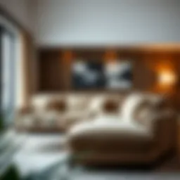 Luxurious microfiber suede sectional couch in a modern living room setting