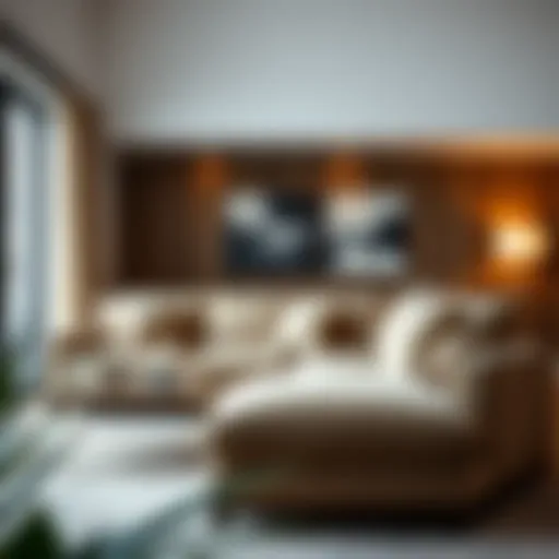 Luxurious microfiber suede sectional couch in a modern living room setting