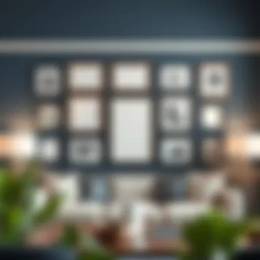 Creative arrangement of matted frames in a gallery wall