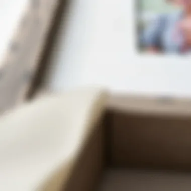 Close-up of a textured mat and frame combination