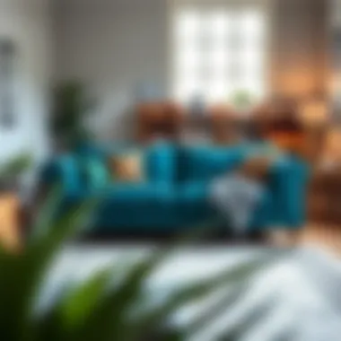 Teal pull-out couch showcasing versatility in a cozy space