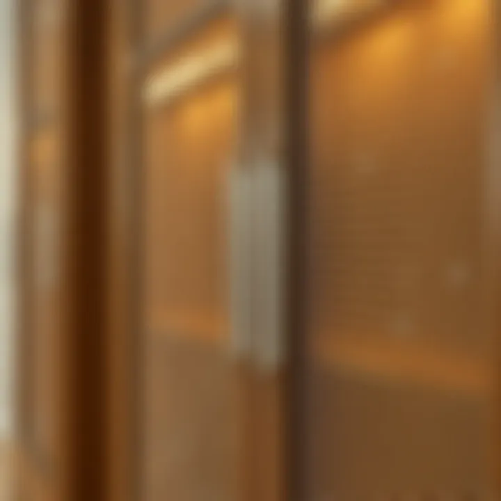 Intricate Mesh Patterns Enhancing Cabinet Design Close-up of intricate mesh patterns on cabinet doors