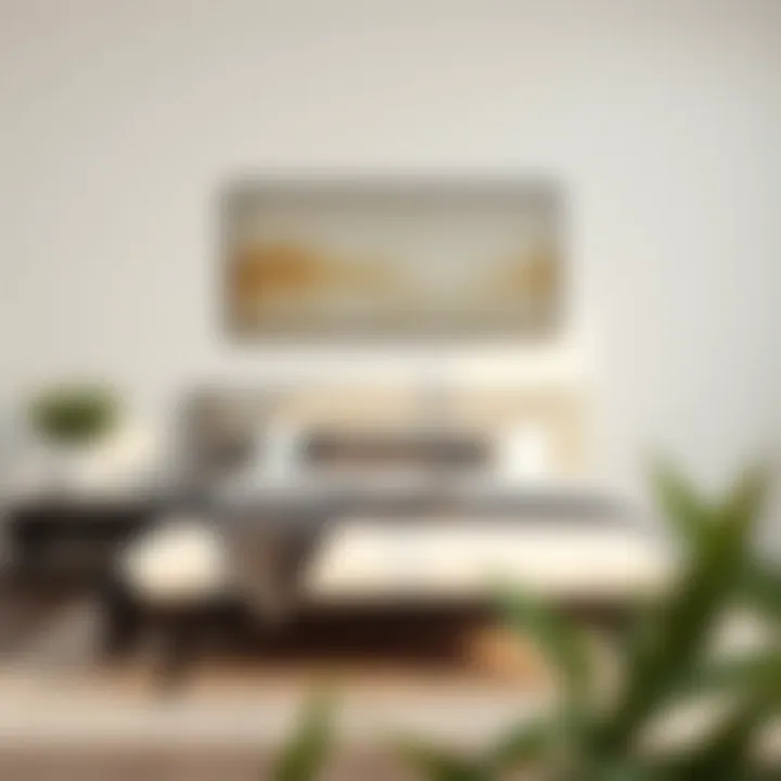 Minimalistic bed frame with cushioned backrest