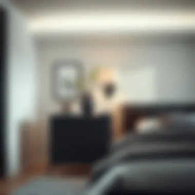 Black nightstand in a modern setting demonstrating versatility in interior styles.