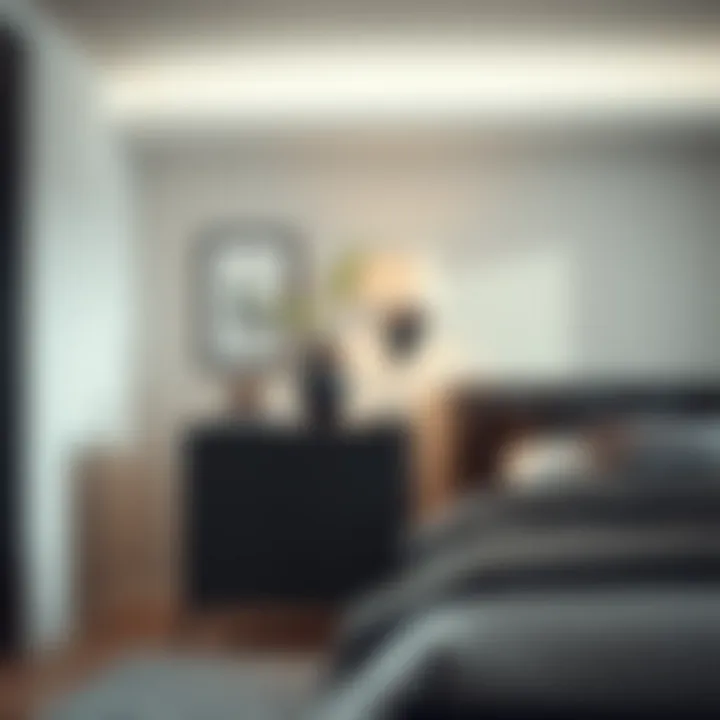 Black nightstand in a modern setting demonstrating versatility in interior styles.