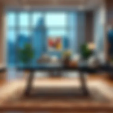 Elegant C table with a folding top in a modern living space