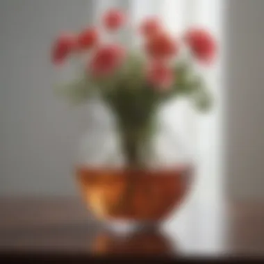 Contemporary glass vase with fresh flowers