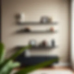 Elegant wall mounted display shelf showcasing decorative items