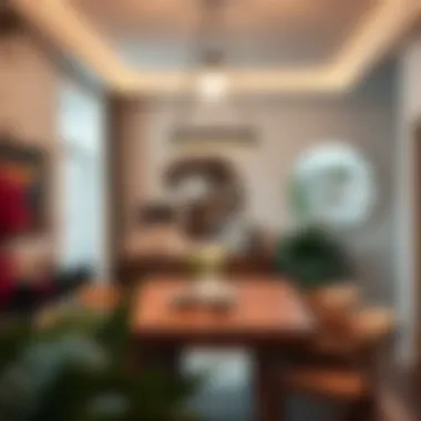 Cordless hanging light above a cozy dining area