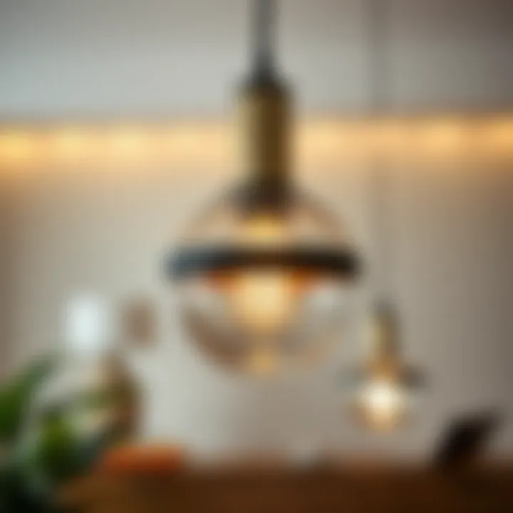Close-up of the design features of a cordless hanging light