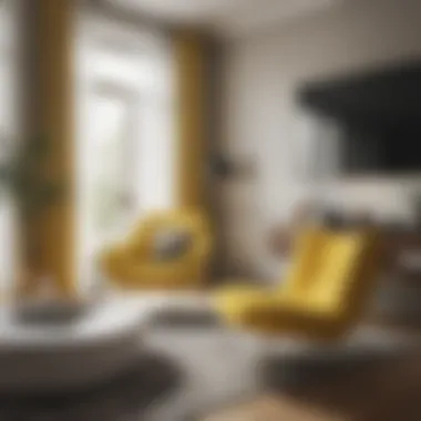 Modern Living Room with Yellow Side Chair Elegant yellow side chair in a modern living room setting