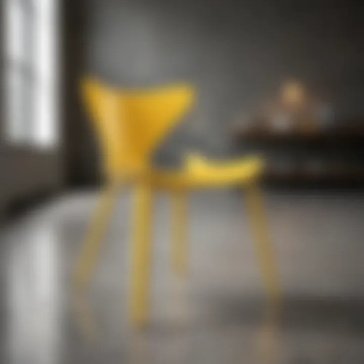 Stylish yellow side chair showcasing unique design features