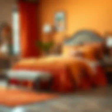 Coordinating Colors with Orange Bedskirt Color palette showcasing coordinating colors with an orange queen bedskirt