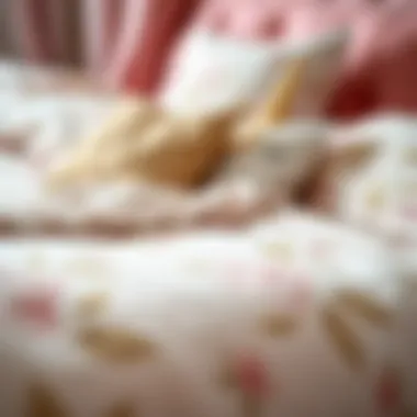 Close-up of luxurious materials used in unicorn-themed bedding