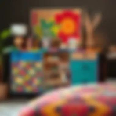 An eclectic dresser showcasing vibrant colors and artistic patterns