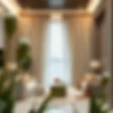 Elegant living room showcasing a 117 inch curtain rod with luxurious drapes