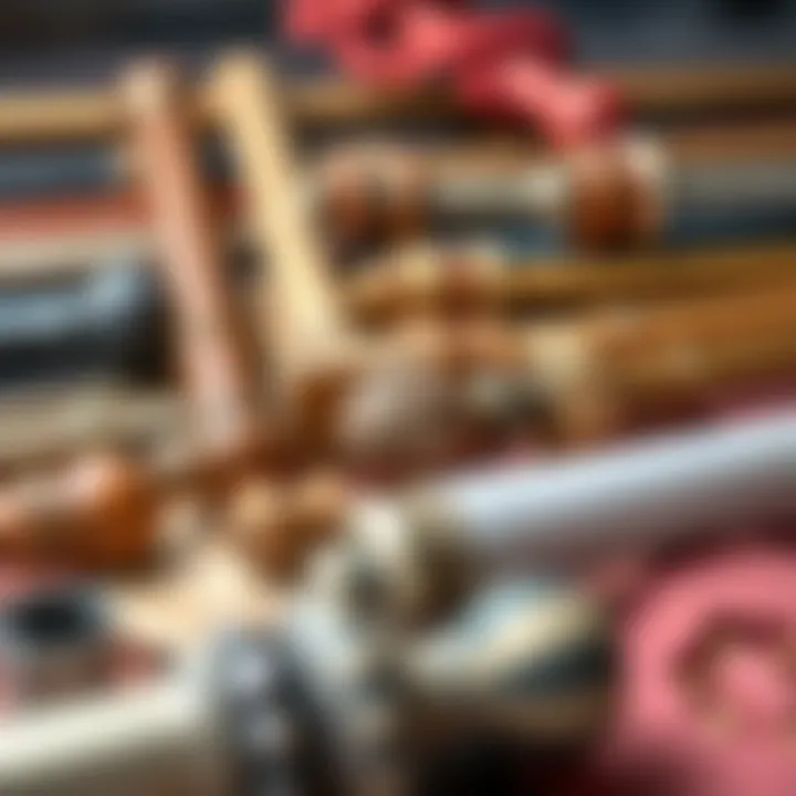 Various materials used in 117 inch curtain rods arranged artistically