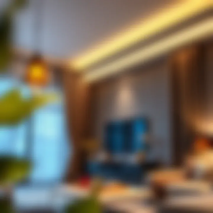 A stylish installation of a 117 inch curtain rod in a contemporary interior