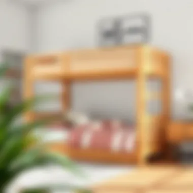 Functional wood bunk bed showcasing space-saving capabilities