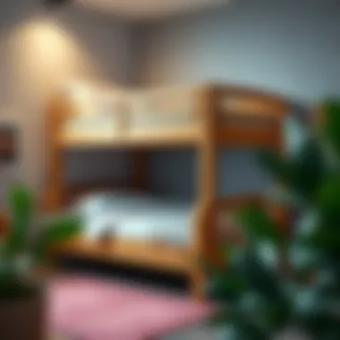 Stylish queen size wood bunk bed with unique design features