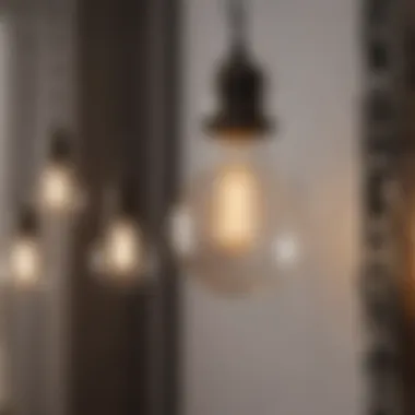 Close-up of a vintage hanging light kit showcasing intricate chain details