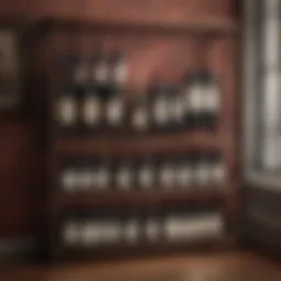 An elegant vintage wine rack showcasing a selection of fine wines.