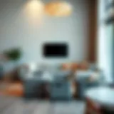 Modern Living Room with Storage Solutions Stylish large storage bins arranged in a modern living room