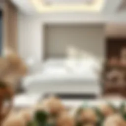 Elegant double white bedframe in a modern bedroom setting