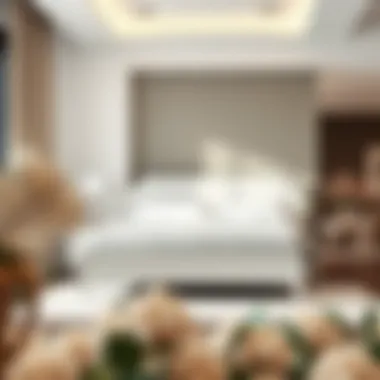 Elegant double white bedframe in a modern bedroom setting