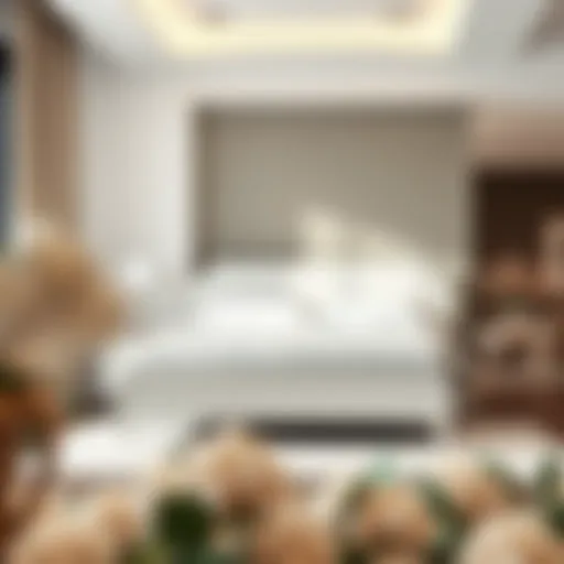 Elegant double white bedframe in a modern bedroom setting