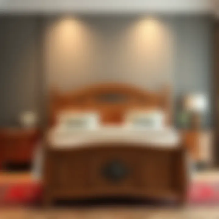 Stylish wooden twin bed set adorned with decorative elements