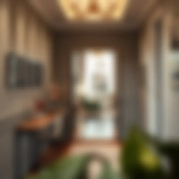 Sophisticated Hallway Reflections Stylish placement of a floor mirror in a sophisticated hallway